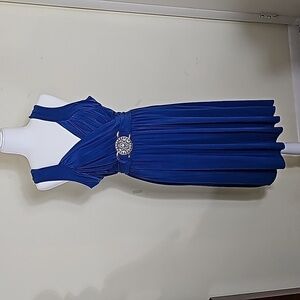 Liquid Royal Blue With Siler Waist Buckle Cocktail Dress Size 24/26